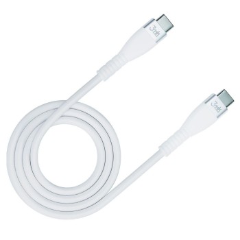 3mk - Кабел за данни Hyper Silicone - USB-C към USB-C, 60W, 3A, 1m - Бял
