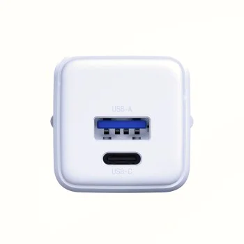 3mk - Зарядно за стена Hyper - USB-A, USB-C, GaN технология, QC4 + PD, 20W - Бяло