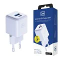 3mk - Зарядно за стена Hyper - USB-A, USB-C, GaN технология, QC4 + PD, 20W - Бяло