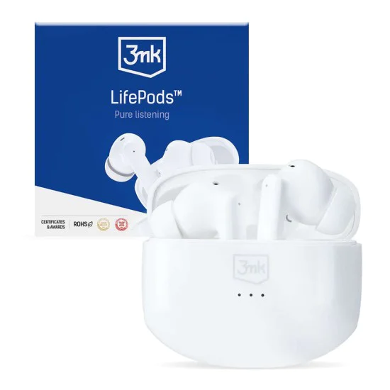 3mk - Безжични слушалки LifePods - Bluetooth V5.3, ANC технология, Touch Control - Бели