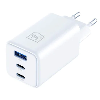 3mk - Зарядно за стена Hyper - USB-A/USB-C, GaN технология, 65W, QX4+, огнеупорен V0 материал - бяло
