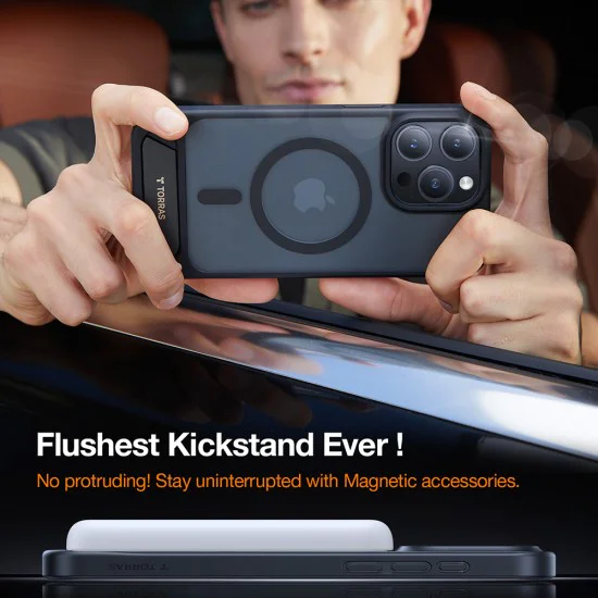 Калъф за iPhone 17 Pro - Torras - Pstand - Черен