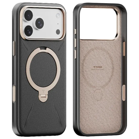 Калъф за iPhone 17 Pro - Torras - QPRO Leather Series - Черен