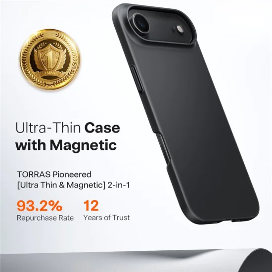 Калъф за iPhone 17 Air - Torras - SlimFit MagSafe Series - Черен