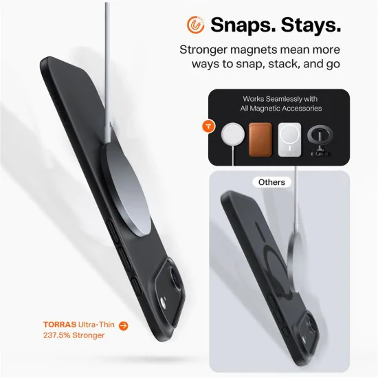 Калъф за iPhone 17 Air - Torras - SlimFit MagSafe Series - Черен