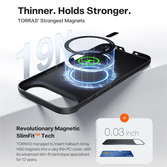 Калъф за iPhone 17 Air - Torras - SlimFit MagSafe Series - Черен