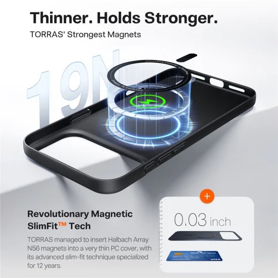 Калъф за iPhone 17 Pro Max - Torras - SlimFit MagSafe Series - Черен