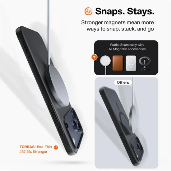 Калъф за iPhone 17 Pro Max - Torras - SlimFit MagSafe Series - Черен