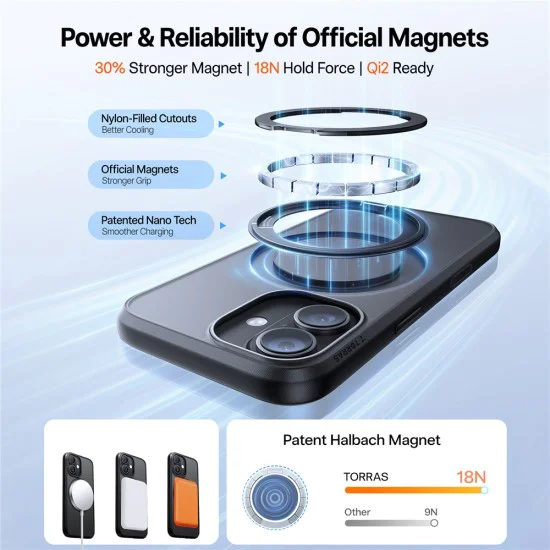 Калъф за iPhone 17 - Torras - Ostand Pro MagSafe Series - Черен