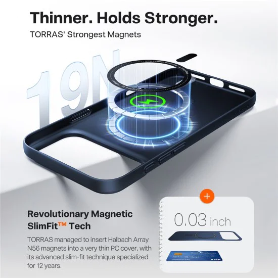 Калъф за iPhone 17 Pro Max - Torras - SlimFit MagSafe Series - Тъмно Син