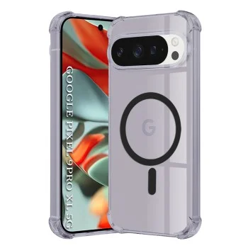 Калъф за Google Pixel 9 Pro XL - Techsuit - Удароустойчив Clear Silicone MagSafe - Опушено Черен