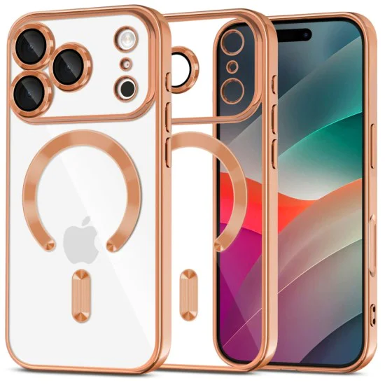 Калъф за iPhone 17 Pro Max - Techsuit - Luxury Crystal MagSafe - Оранжев