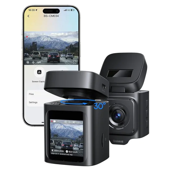 Видеорегистратор PrimeTrip (C10669000123-00) - Baseus - вграден GPS, нощно виждане, 3K резолюция - Космическо черно