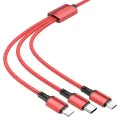 Кабел за данни / зареждане – Borofone (BX72 3-in-1) – USB-A към Micro-USB / Type-C / Lightning, Universal, 2A, 1m – Черен