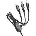 Кабел за данни / зареждане – Borofone (BX72 3-in-1) – USB-A към Micro-USB / Type-C / Lightning, Universal, 2A, 1m – Черен