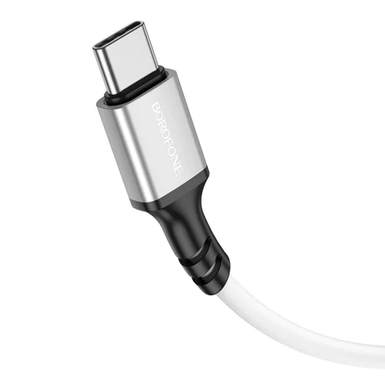 Кабел за данни / зареждане – Borofone (BX83) – USB към Type-C, силикон, Universal 3A, 1m – Черен
