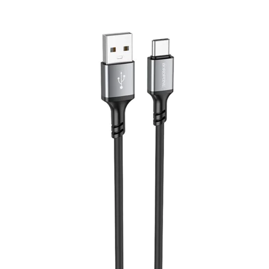 Кабел за данни / зареждане – Borofone (BX83) – USB към Type-C, силикон, Universal 3A, 1m – Черен