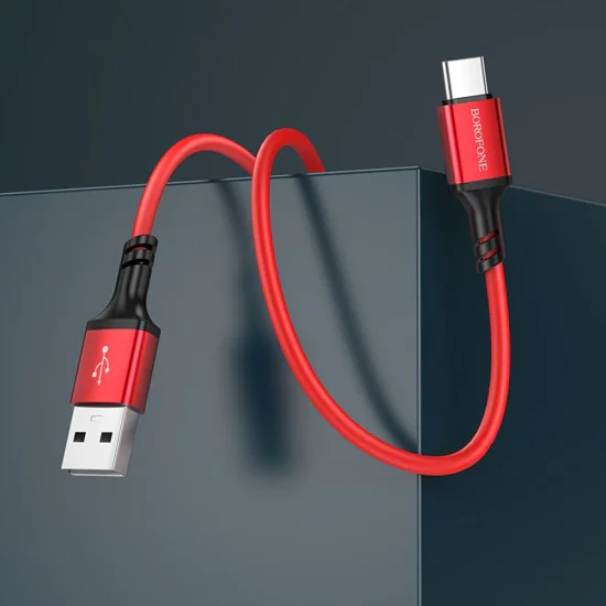 Кабел за данни / зареждане – Borofone (BX83) – USB към Type-C, силикон, Universal 3A, 1m – Черен