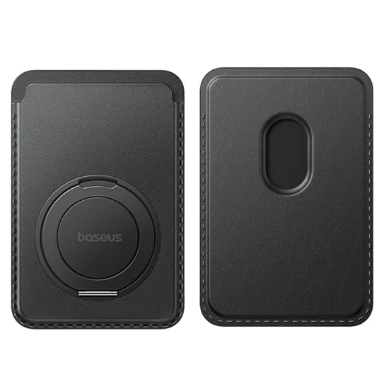 Магнитен портфейл и стойка MagPro 3 (P70385000123-00) - Baseus - до 3 карти, 360° ротация, RFID защита - Космическо черно