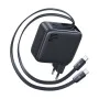 Зарядно за стена EnerCore CJ21 (E0121D00) - Baseus - с два прибиращи се Type-C кабела, 67W, 80см - Космическо черно