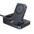 Зарядна станция 6в1 Nomos ND11 (E00078801123-00) - Baseus - безжично магнитно зареждане, 2x AC контакта, USB-C/USB, 67W - Космическо черно