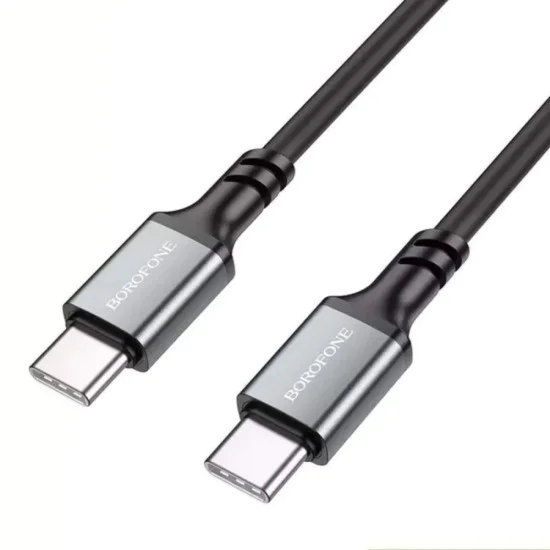 Кабел за данни / зареждане – Borofone (BX83) – Type-C към Type-C, силикон, Universal 60W, 1m – Черен