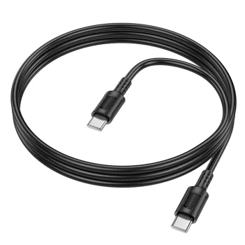 Кабел за данни / зареждане – Borofone (BX111 Feliz Series) – Type-C към Type-C, PVC, Universal 60W, 3A, 1m – Черен