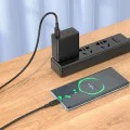 Кабел за данни / зареждане – Borofone (BX111 Feliz Series) – USB към Type-C, PVC, Universal 60W, 3A, 1m – Черен