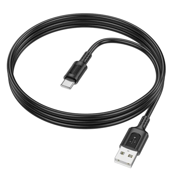 Кабел за данни / зареждане – Borofone (BX111 Feliz Series) – USB към Type-C, PVC, Universal 60W, 3A, 1m – Черен