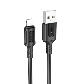 Кабел за данни / зареждане – Borofone (BX111 Feliz Series) – USB към Lightning, PVC, Universal 60W, 2.4A, 1m – Черен