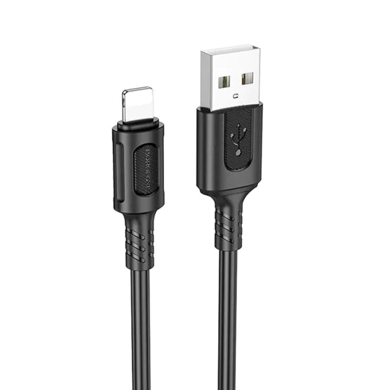 Кабел за данни / зареждане – Borofone (BX111 Feliz Series) – USB към Lightning, PVC, Universal 60W, 2.4A, 1m – Черен