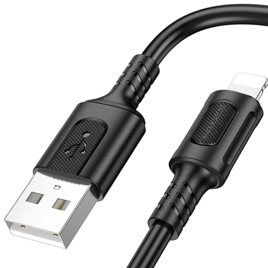 Кабел за данни / зареждане – Borofone (BX111 Feliz Series) – USB към Lightning, PVC, Universal 60W, 2.4A, 1m – Черен