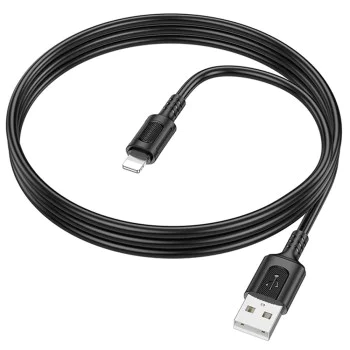 Кабел за данни / зареждане – Borofone (BX111 Feliz Series) – USB към Lightning, PVC, Universal 60W, 2.4A, 1m – Черен
