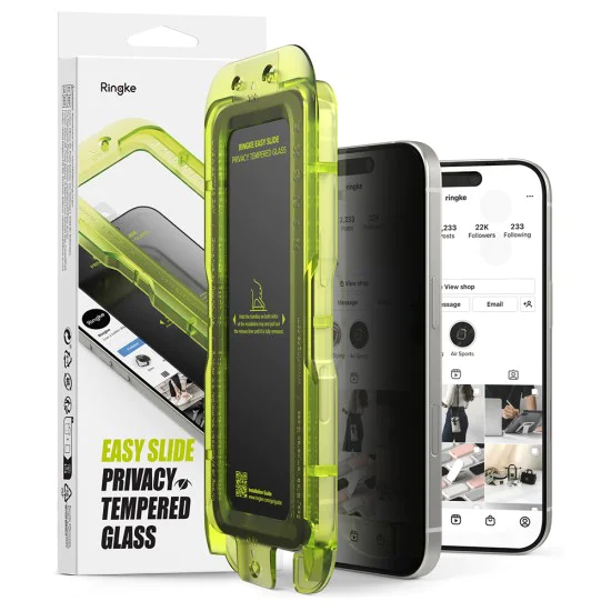 Протектор за iPhone 17 Air - Ringke - Easy Slide Privacy Tempered Glass (2 броя) - Черен