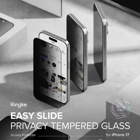 Протектор за iPhone 17 Air - Ringke - Easy Slide Privacy Tempered Glass (2 броя) - Черен