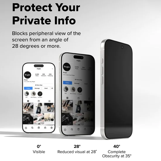 Протектор за iPhone 17 Air - Ringke - Easy Slide Privacy Tempered Glass (2 броя) - Черен