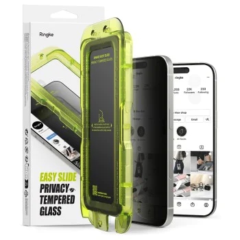 Протектор за iPhone 17 Pro - Ringke - Easy Slide Privacy Tempered Glass (2 броя) - Черен