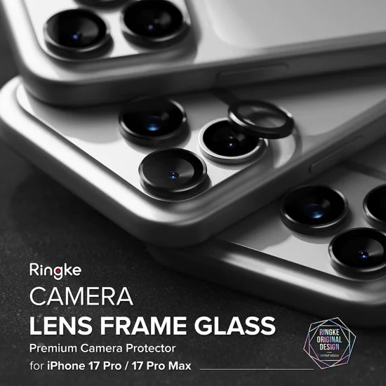 Протектор - Камера за iPhone 17 Pro / iPhone 17 Pro Max - Ringke - Стъклена рамка за обектив на камерата - Черен