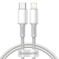 Кабел за данни (CATLGD-02) - Baseus - Type-C към Lightning, 20W, бързо зареждане, оплетен, 1м - Бяло