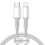 Кабел за данни (CATLGD-02) - Baseus - Type-C към Lightning, 20W, бързо зареждане, оплетен, 1м - Бяло
