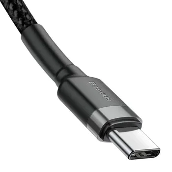 Кабел за данни Cafule (E0418500) (2 броя) - Baseus - бързо зареждане, USB-C към USB-C, 60W, 2м - Черно / Сиво