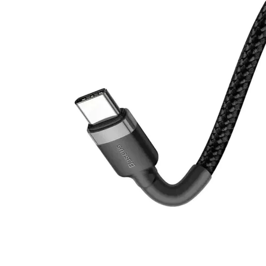 Кабел за данни Cafule (E0418501) (3 броя) - Baseus - бързо зареждане, USB-C към USB-C, 60W, 2м - Черно / Сиво