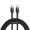 Кабел за данни Cafule (E0418501) (3 броя) - Baseus - бързо зареждане, USB-C към USB-C, 60W, 2м - Черно / Сиво