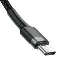 Кабел за данни Cafule (E0418501) (3 броя) - Baseus - бързо зареждане, USB-C към USB-C, 60W, 2м - Черно / Сиво