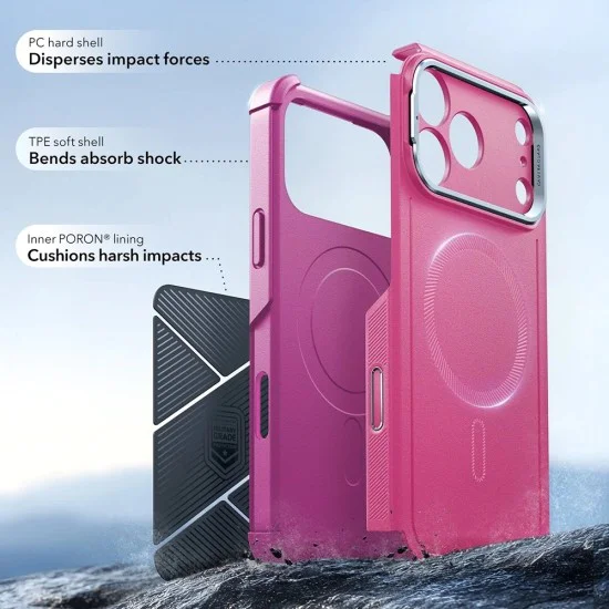 Калъф за iPhone 17 Pro - ESR - Cyber ​​Armor Kickstand - Rosy Розов