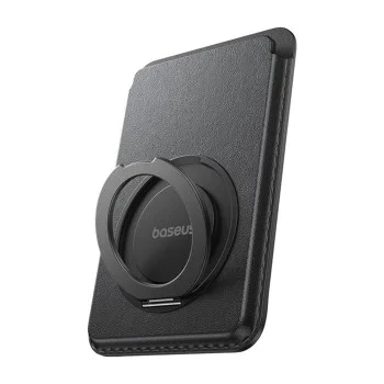 Магнитен портфейл и стойка MagPro 3 (P70385000123-00) - Baseus - до 3 карти, 360° ротация, RFID защита - Космическо черно