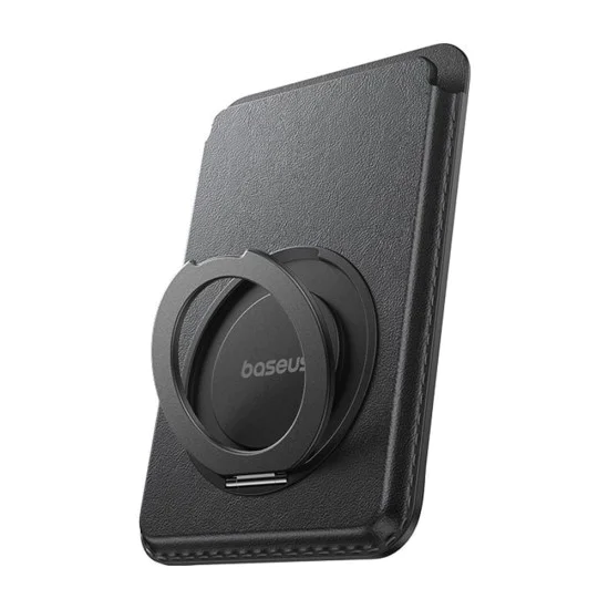 Магнитен портфейл и стойка MagPro 3 (P70385000123-00) - Baseus - до 3 карти, 360° ротация, RFID защита - Космическо черно