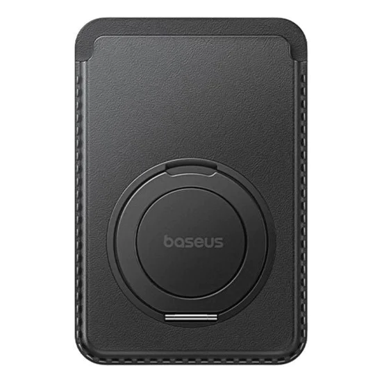 Магнитен портфейл и стойка MagPro 3 (P70385000123-00) - Baseus - до 3 карти, 360° ротация, RFID защита - Космическо черно