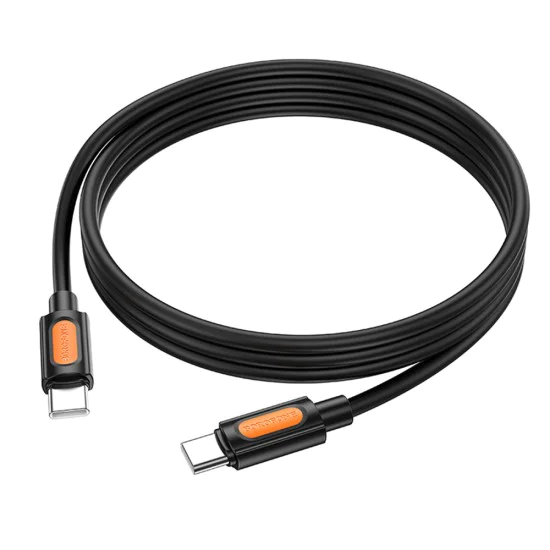 Кабел за данни / зареждане – Borofone (BX114 Silicone Series) – Type-C към Type-C, силикон, 60W, 1m – Черен