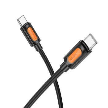 Кабел за данни / зареждане – Borofone (BX114 Silicone Series) – Type-C към Type-C, силикон, 60W, 1m – Черен